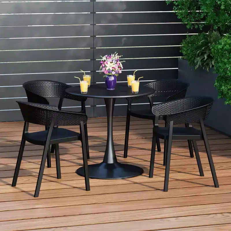 WestinTrends Playa 5-Piece Indoor Outdoor Metal Patio Dining Table Set With Stackable Patio Chairs