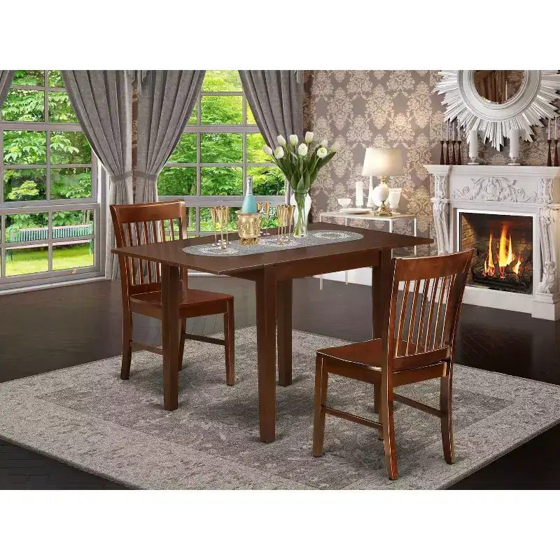 HomeStock 3 Piece Kitchen Table Set Mahogany Modern Style #NDNO3-MAH-W