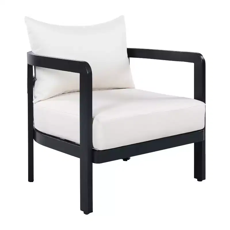 Christopher Knight Home Miguel Modern Aluminium Patio Accent Chair with Curved Backrest and Cushion