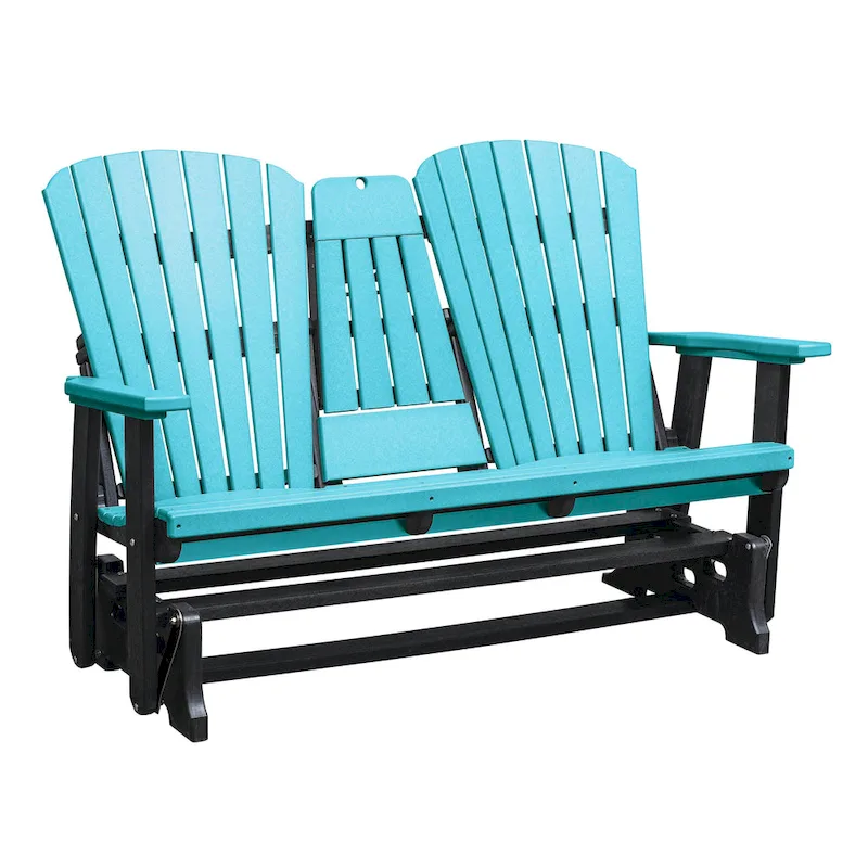 American Furniture Classics Two Seat Fan Back Glider with Drop Down Table/Cup Holder - N/A