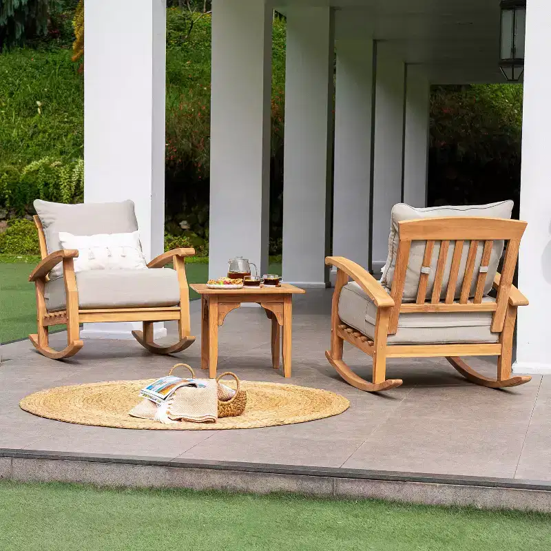Sonoma Lane Amherst Teak Patio Rocking Chair with Zippered Cushion and Frame