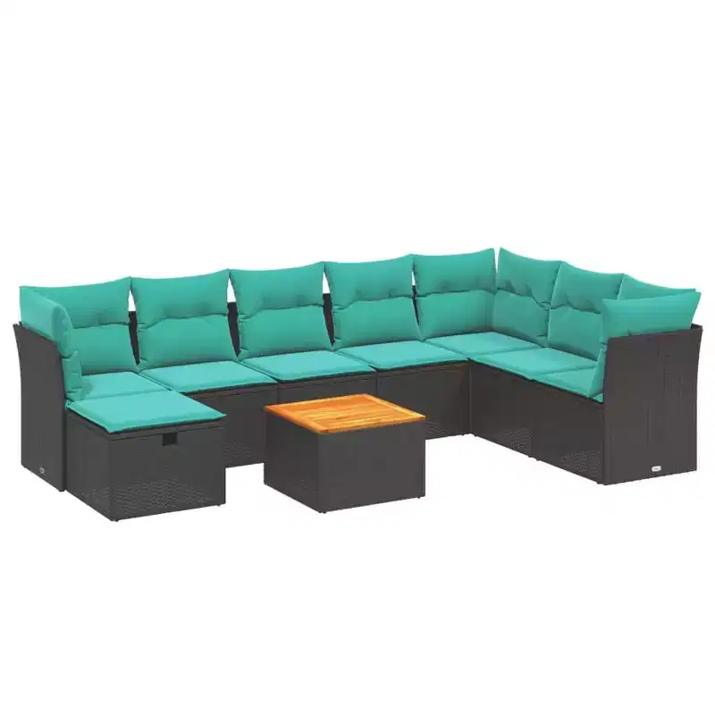 vidaXL 9 Piece Patio Sofa Set with Cushions Poly Rattan