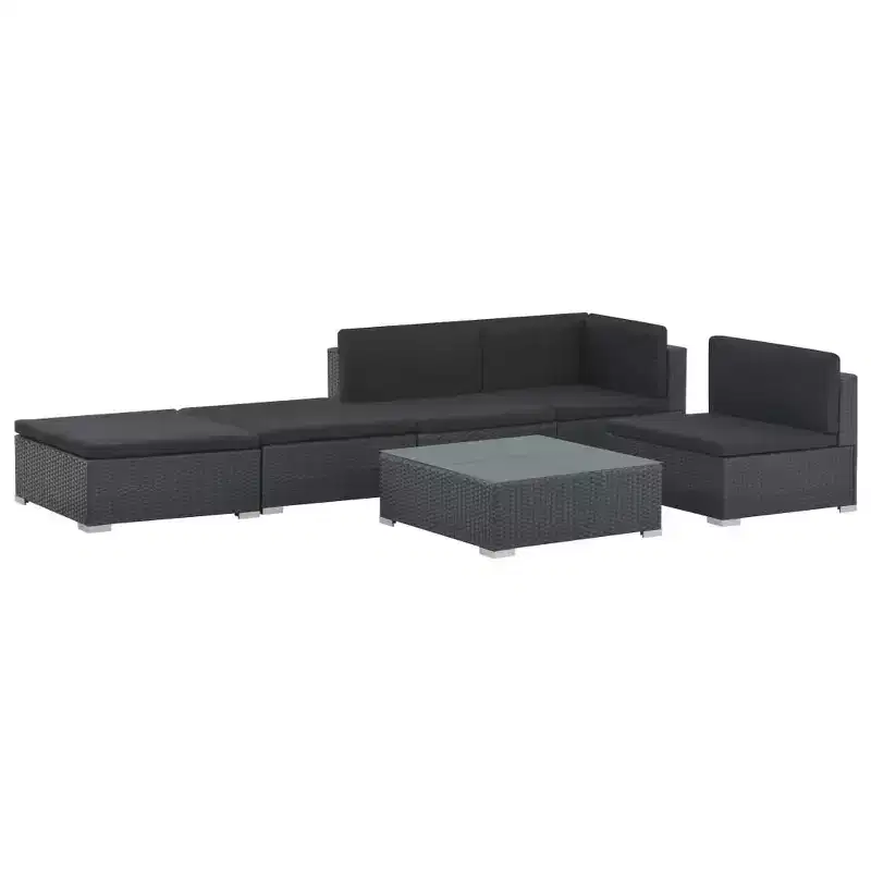 vidaXL Sofa Set Black PE rattan Large Modular Garden Lounge Set