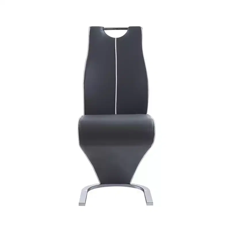 HomeRoots Set of Two Gray White and Silver Upholstered Dining Side Chairs