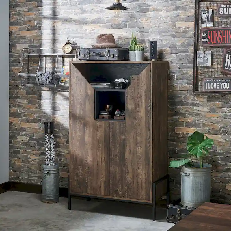 Cassini Rustic 8-shelf Shoe Cabinet by