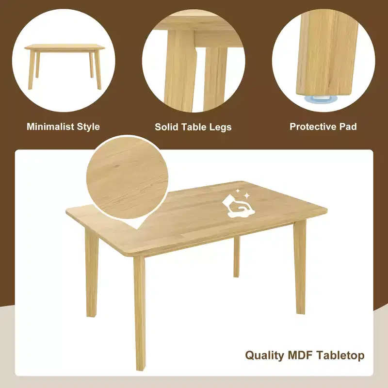 5-Piece Rustic Dining Set with Wood Table and 4 Upholstered Chairs in Espresso