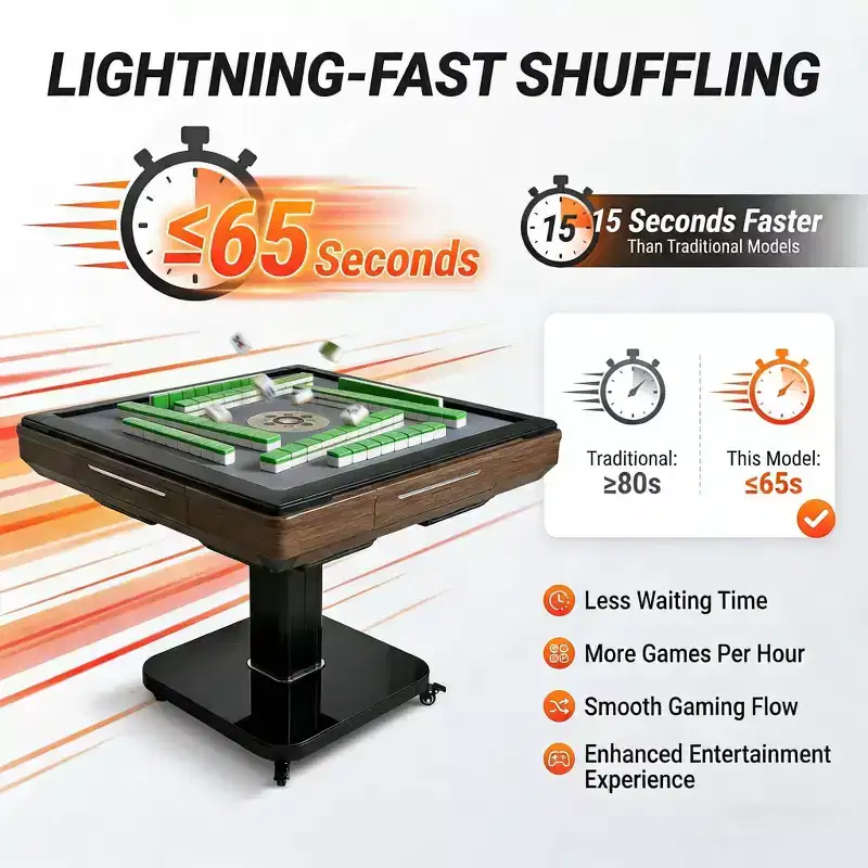 Foldable Automatic Mahjong Table with Wheels, Ultra-Thin & Quiet