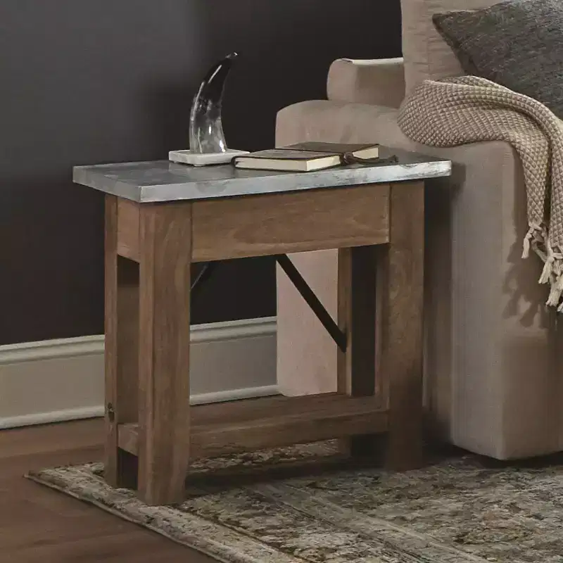 Millwork End Table with Shelf: Modern Industrial Style, Hardwood Frame