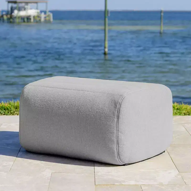 Big Joe Solvana Outdoor Patio Furniture Set, Performance Linen Weather-Resistant Fabric, Ottoman Only, Port Gray
