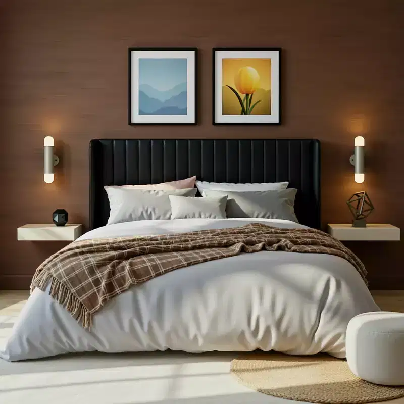 Velvet Upholstered Bed with Wingback Headboard, No Box Spring Needed