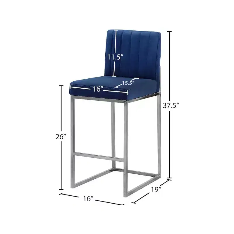 Meridian Furniture,Giselle Navy Velvet Stool