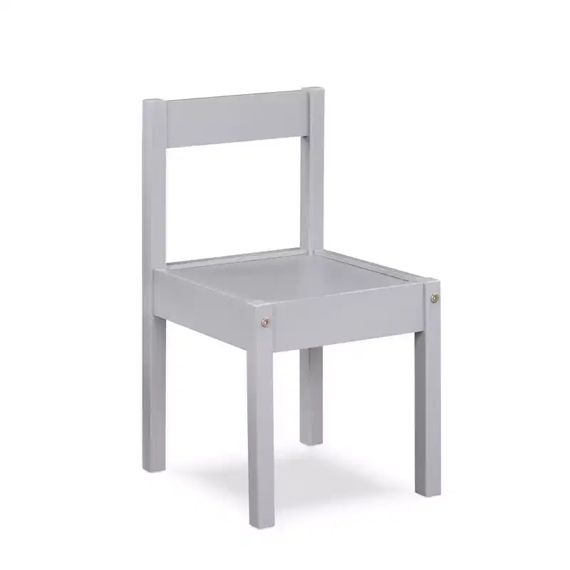 Etokfoks 3 Piece Kids Dry Erase Table and Two Chair Set Gray Solid Wood Durable Construction Easy to Clean Creative Art and Play Space