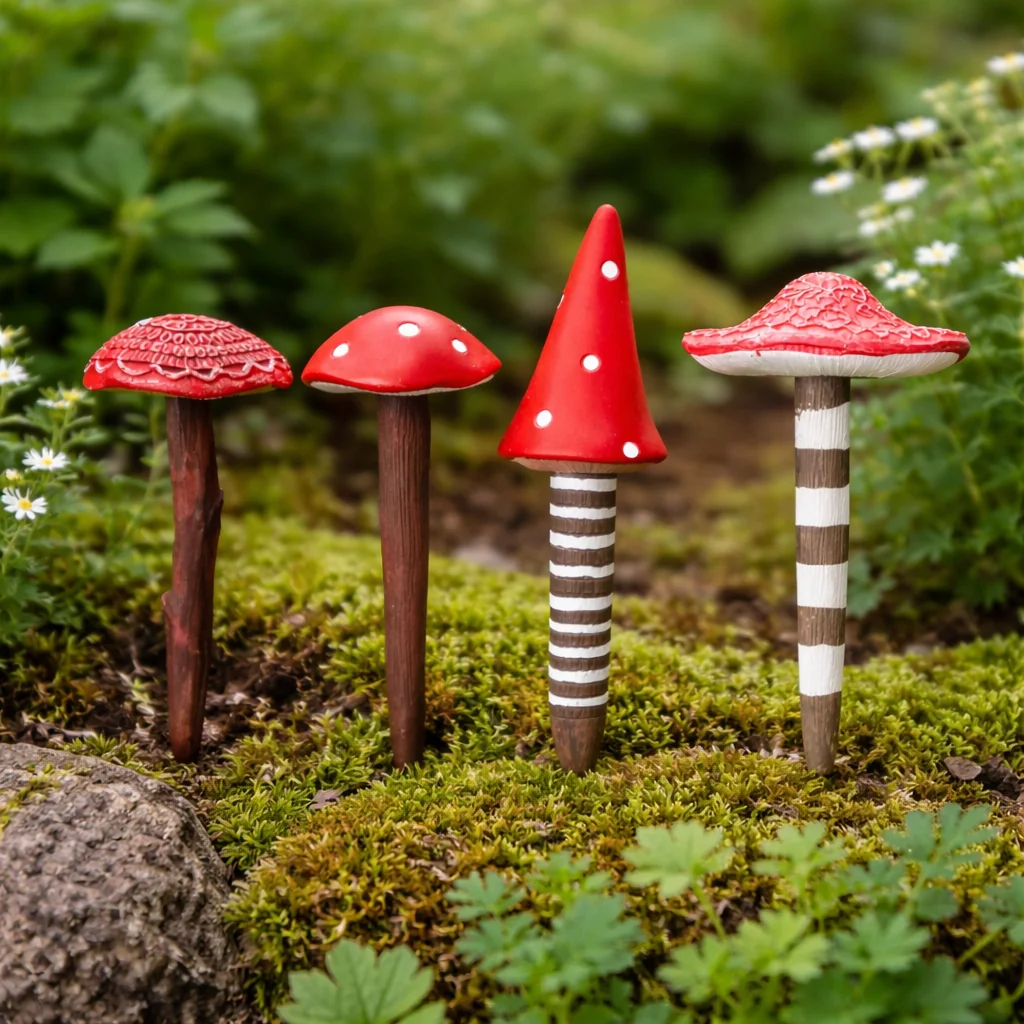4pc Toadstool Miniature Garden Ornaments Set