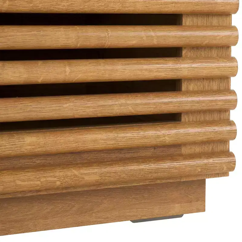 2-Drawer Nightstand with Reeded Wood Detail & Tapered Legs, Walnut Finish