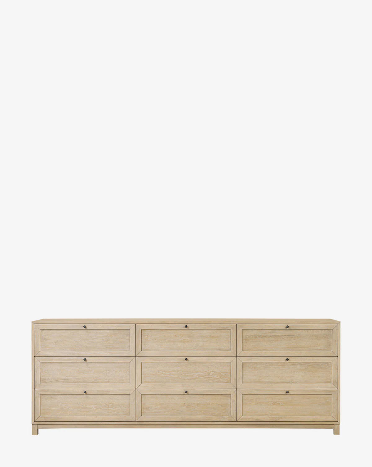 Minimalist Bleached Oak Dresser with Nine Drawers for Bedroom
