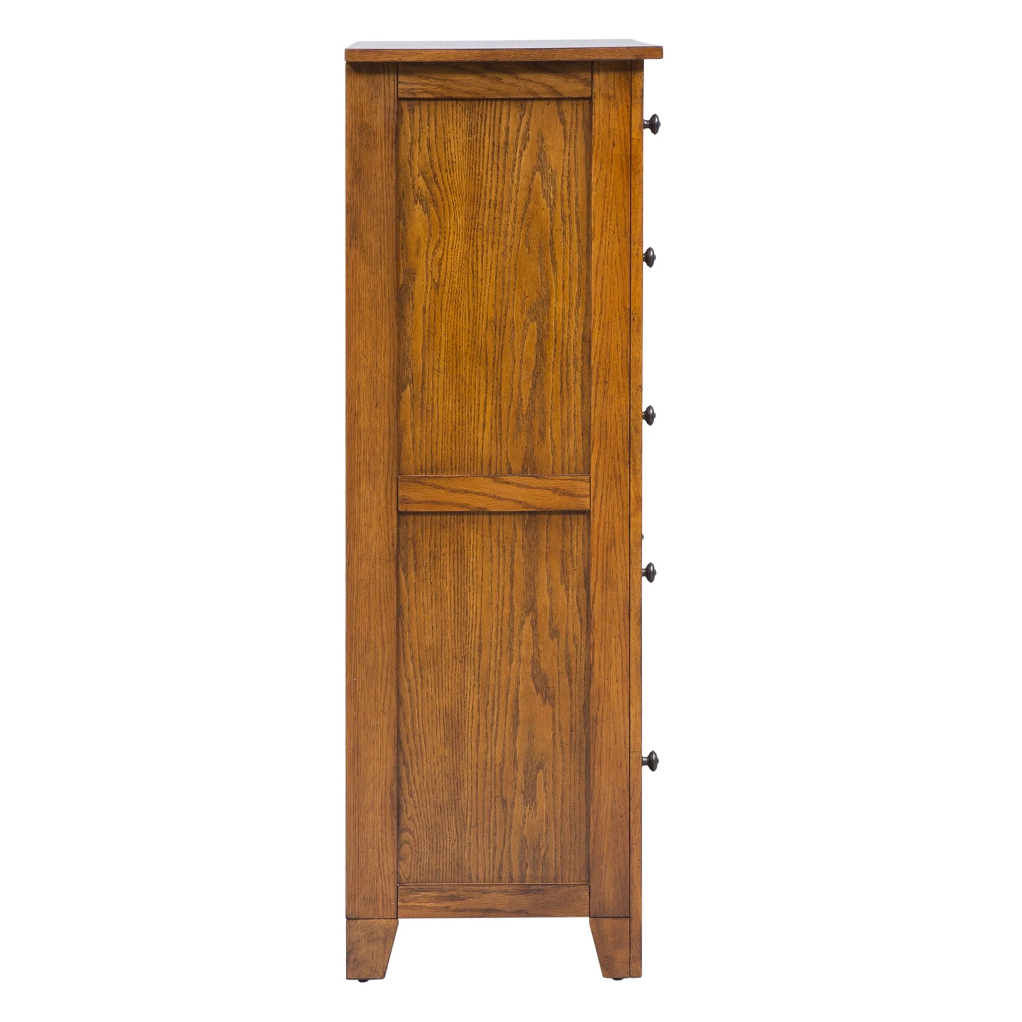 5 Drawer Chest - Aged Oak — Rustic American Bedroom Design with Wood & Peg Accents Give a Craftsman Feel