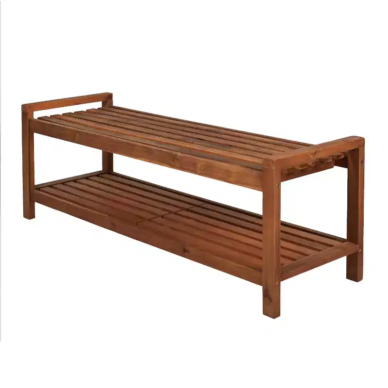 JONATHAN Y Blane 50.8 2-Seat Mid-Century Modern 600-Lbs Support Acacia Wood Slat Outdoor Garden Patio Bench