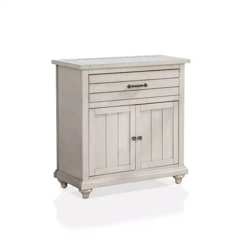 HOMES: Inside + Out Longo Hallway Cabinet Antique White: Birch Frame, Adjustable Shelves, Anti-Tip Hardware, Transitional Style