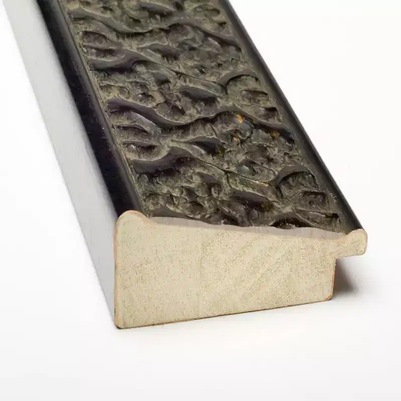 23" x 29" Non-Beveled Embossed Black Wood Wall Mirror