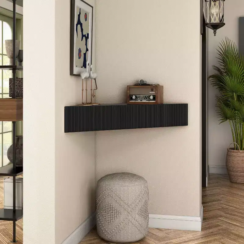 Mid-Century Modern 3-Shelf Corner Floating TV Stand for TVs up to 50