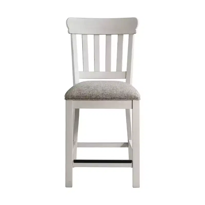 Set of 2 24 Drake Slat Back Cushion Seat Counter Height Barstools Rustic White/French Oak - Intercon