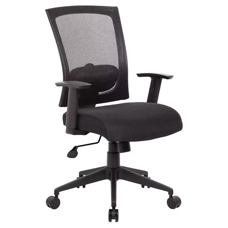 Boss Office Products Mesh Back Task Chair Black: Ergonomic, Adjustable Arms, Swivel, Nylon Legs