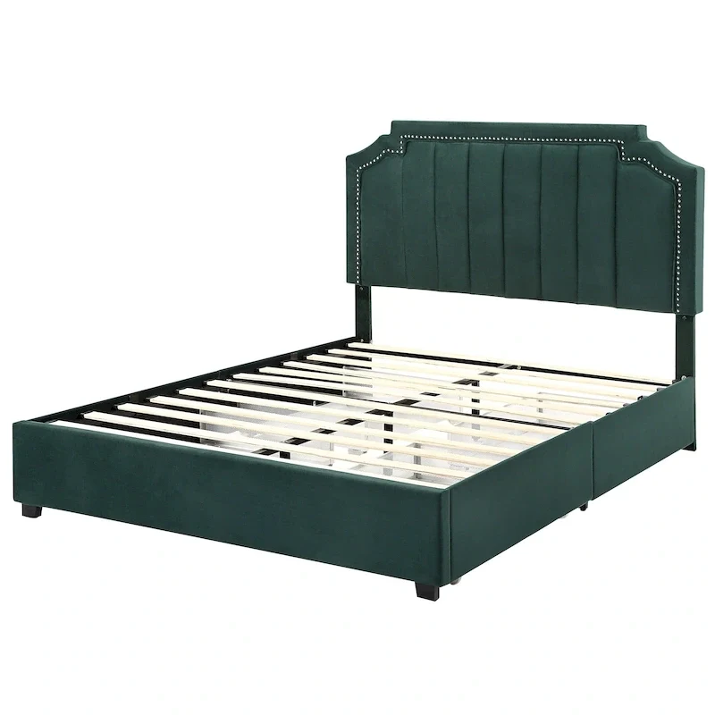 Furniture of America Chapla Art Deco Upholstered 4-drawer Platform Storage Bed