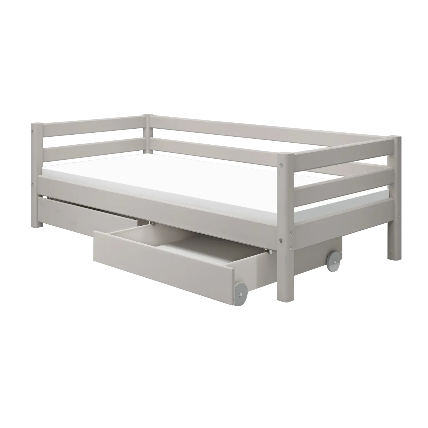 Single Bed with Storage, 90x200 cm, Grey