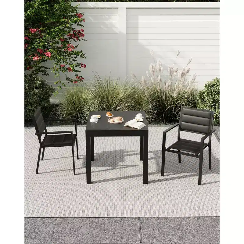 Patio Stackable Chairs Set of 4 - Outdoor Aluminum Stacking Dining Chairs with Breathable Textilene Fabric for Outdoor, Patio, Deck, Backyard
