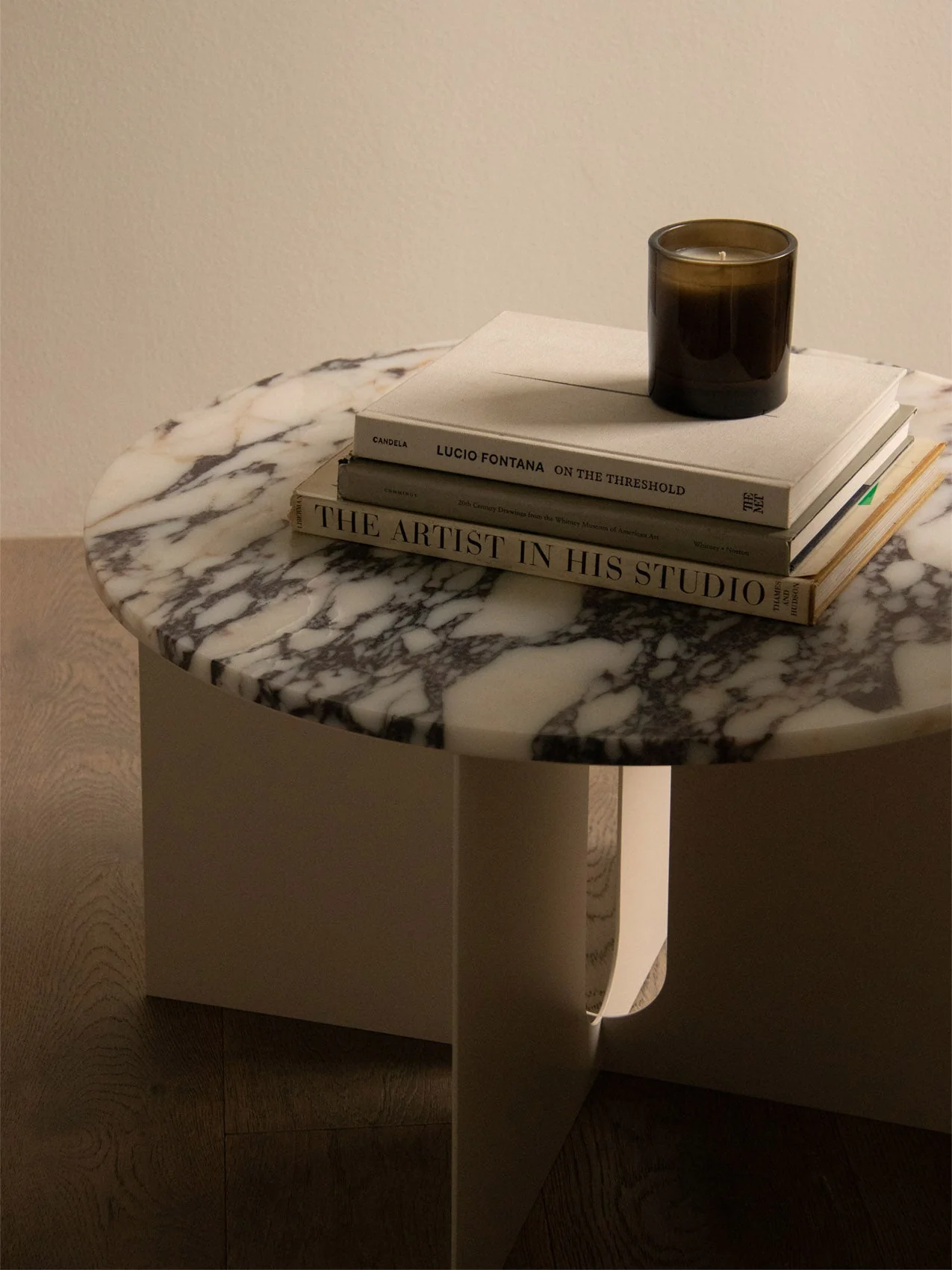 Scandinavian Marble Side Table Top Ø65 with Multi-Marble Finish Options for Living Room