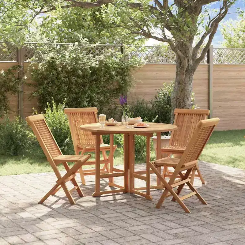 vidaXL Outdoor Dining Set Teak Solid teak wood Medium Foldable