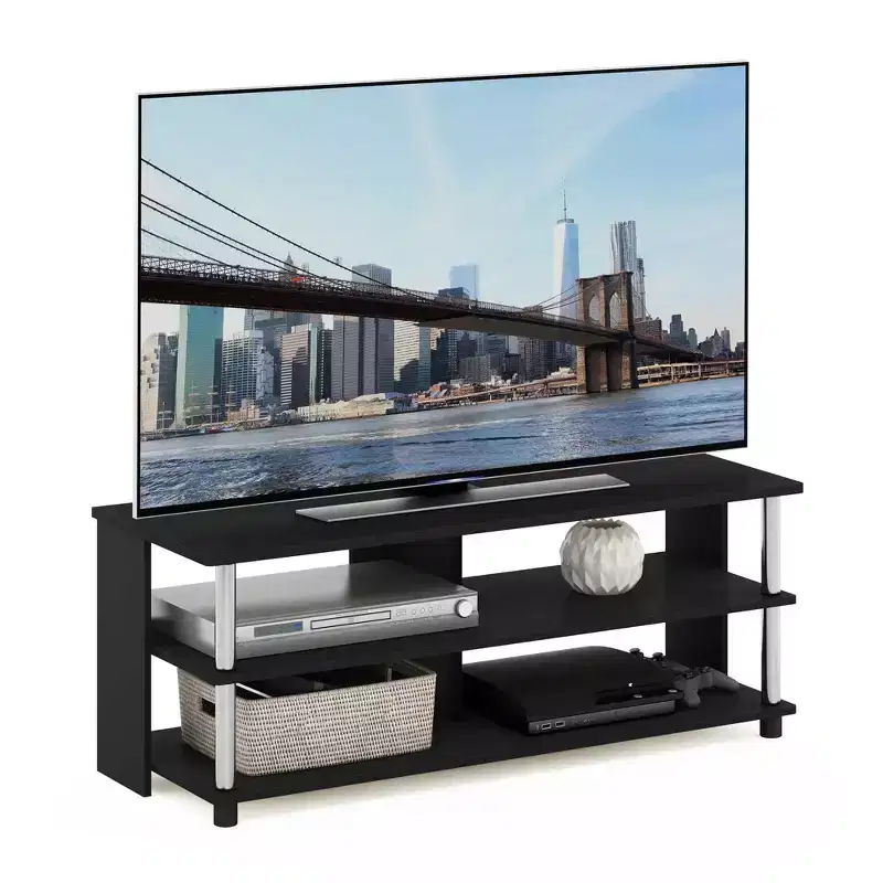 Furinno 3-Tier TV Stand for TVs up to 48 TV Console Table Entertainment Center w/Open Storage Shelves,Americano