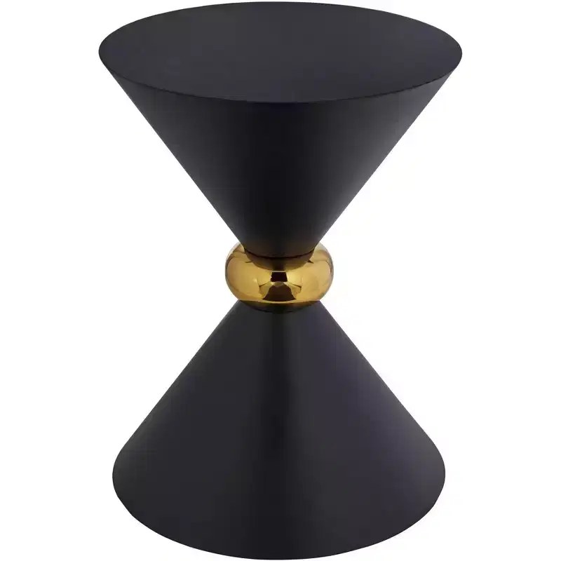 Midnight Mid-Century Modern Metal Hourglass Round Accent Side End Table 17 3/4 Wide Black Gold Ring for Living Room