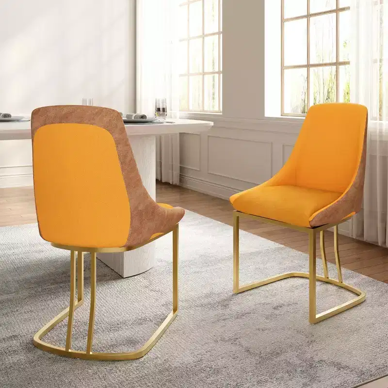 CLIHOME Set of 2 Modern High Back Dining Chair with Metal Legs