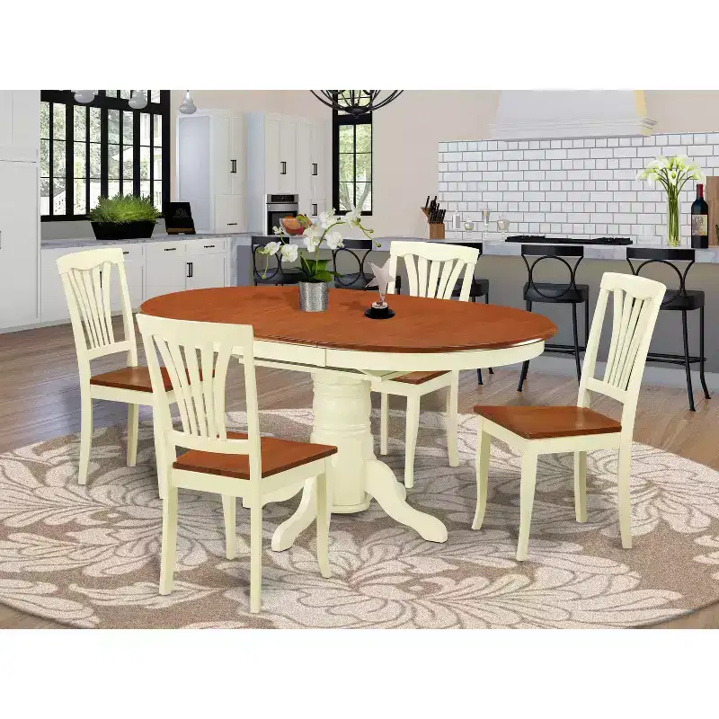 HomeStock Dining Table Set 4 Butterfly Leaf Chairs