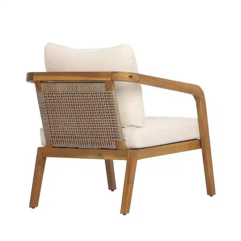 Christopher Knight Home Ethan Patio Modern Acacia Wood and PE Wicker Accent Club Chair with Cushions