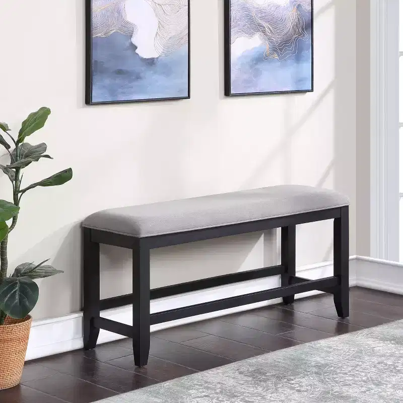 Modern Upholstered Fabric Hardwood Counter Bench