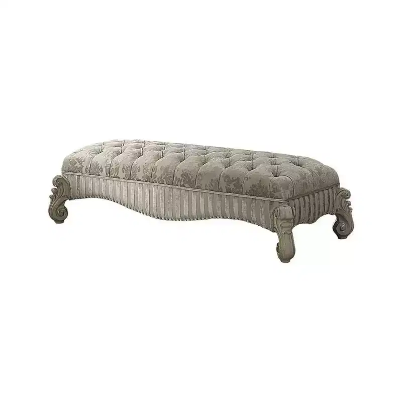 65" Versailes Fabric Bench Ivory/Bone White - Acme Furniture