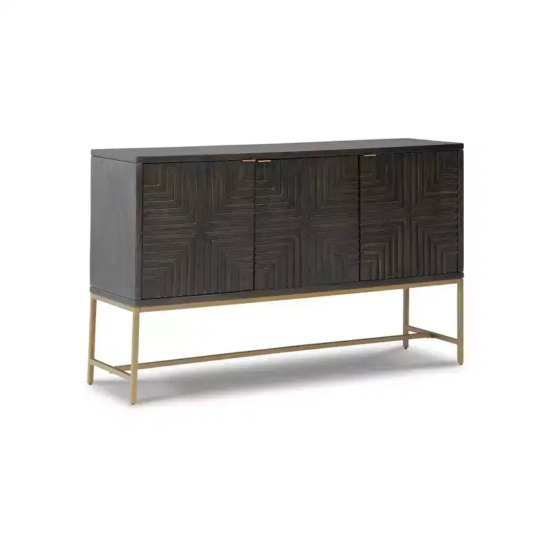 Contemporary Accent Cabinet Brown/Gold Finish
