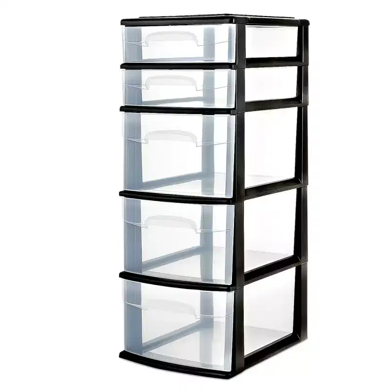 5 Clear Drawer Plastic Storage Tower Medium Home Organizer 31.68