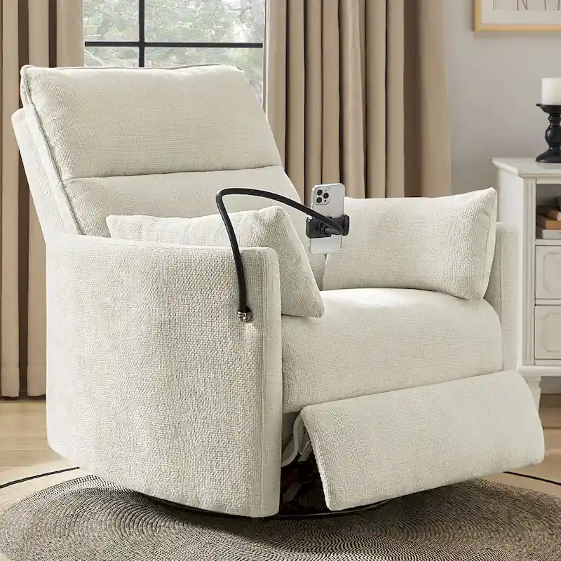 Modern 38 Power Rocking Swivel Nursery Recliner with USB Ports