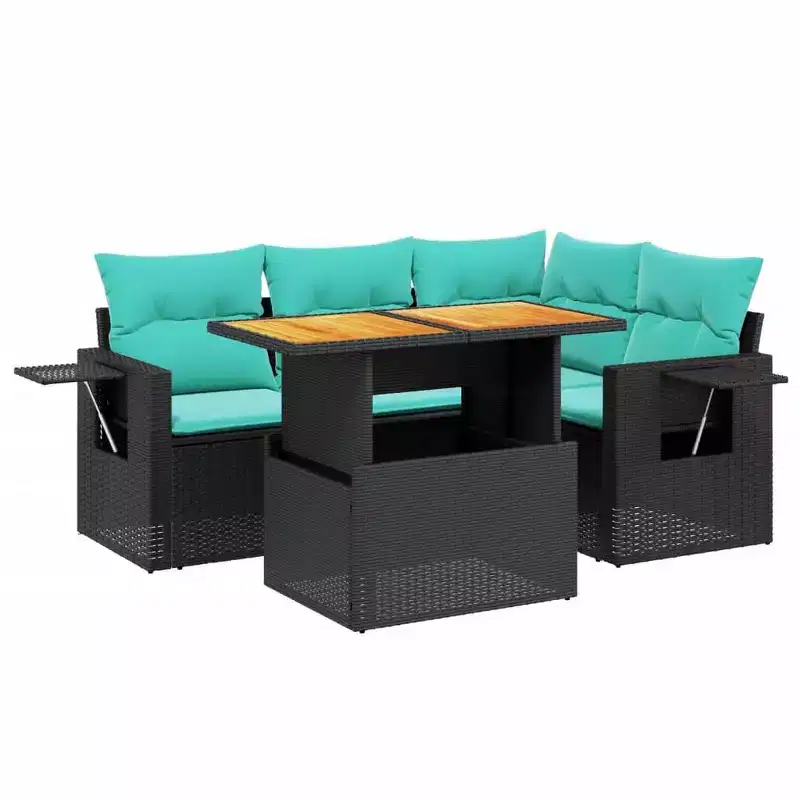 vidaXL 5 Piece Patio Sofa Set with Cushions Poly Rattan