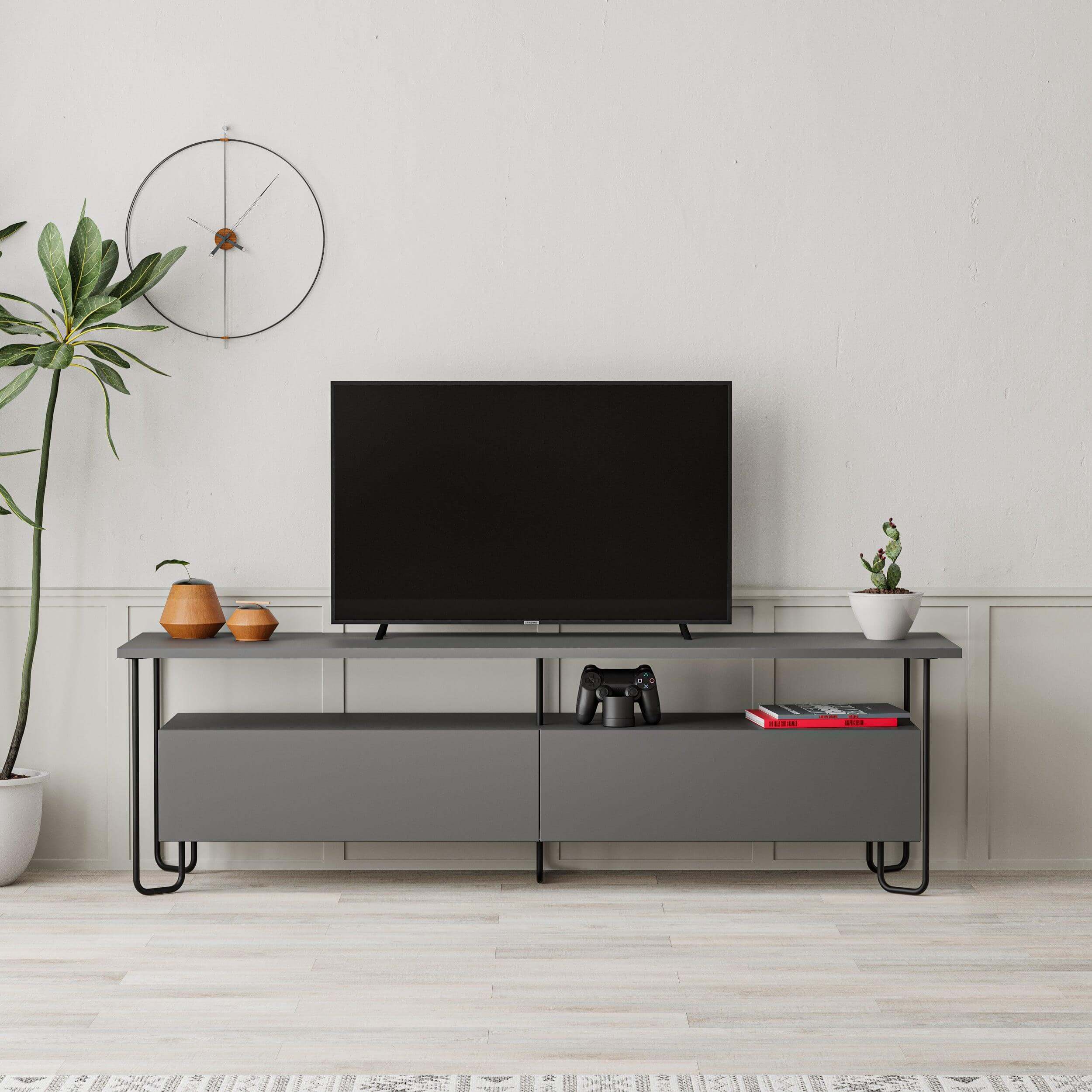 Modern Tv Unit With Storage Cabinet 150cm