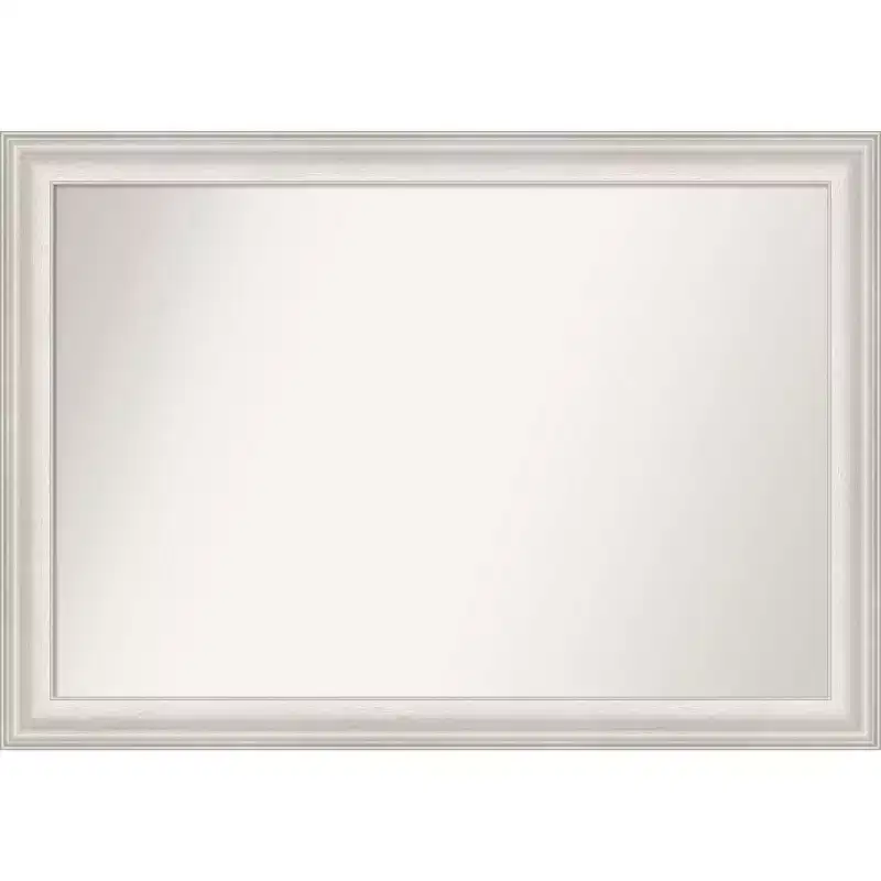 41" x 29" Non-Beveled White Wash Silver Wall Mirror