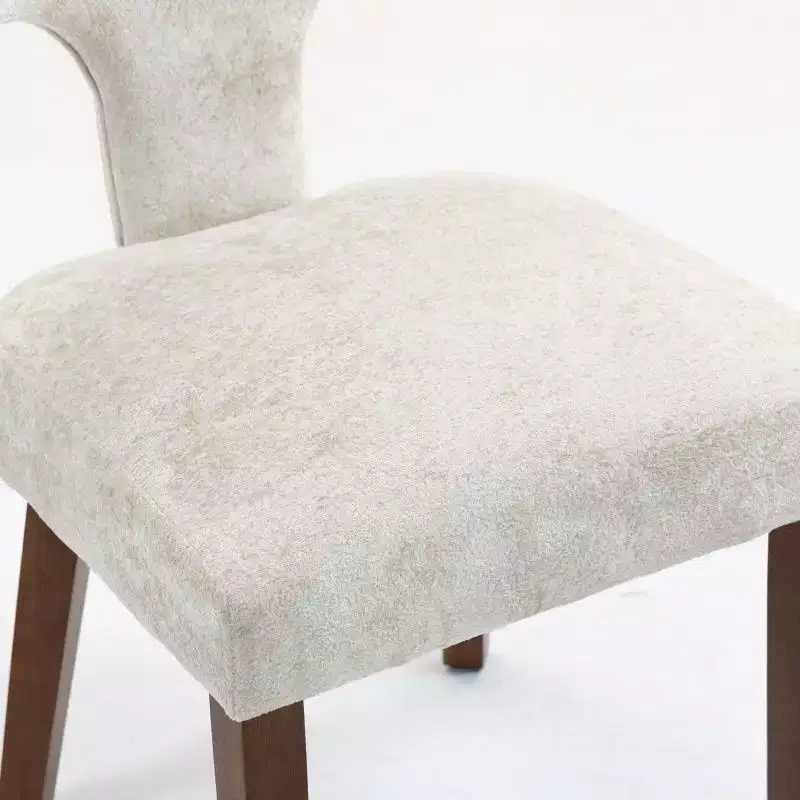 Set of 2 Chenille Upholstered Dining Chairs with Hardwood Frame & Brass Nailhead Trim, 300 lbs