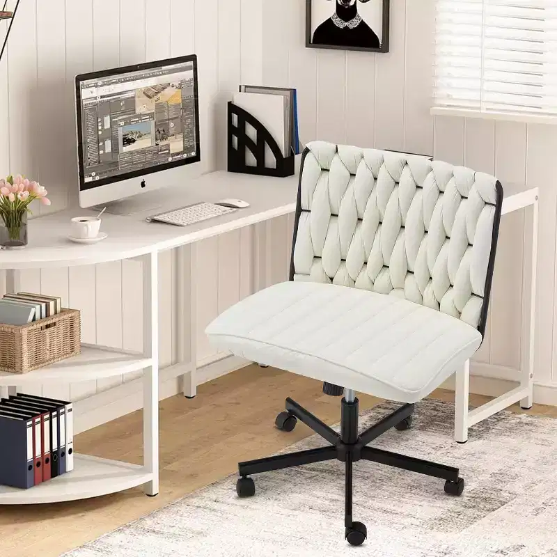 Padded Armless Wide Seat Office Chair with 360 Wheels
