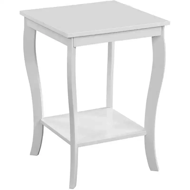 Square End Table with Spacious Two Tier Shelves, Transitional Accent Table Perfect for Storage and Stylish Living Room Dcor