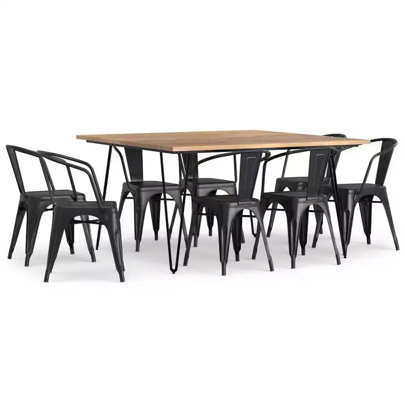 WyndenHall 9pc Elisse Moreno Dining Set Distressed Black/Silver
