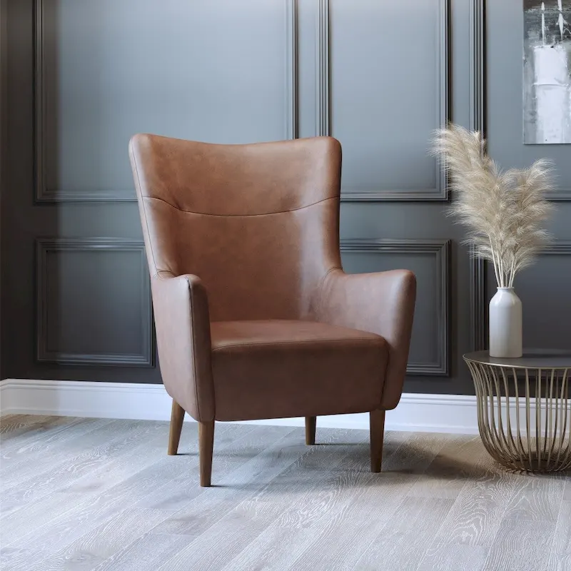 Commercial Upholstered Wingback Accent Chair with Wooden Frame and Legs - 33.25D x 29.75W x 41.25H