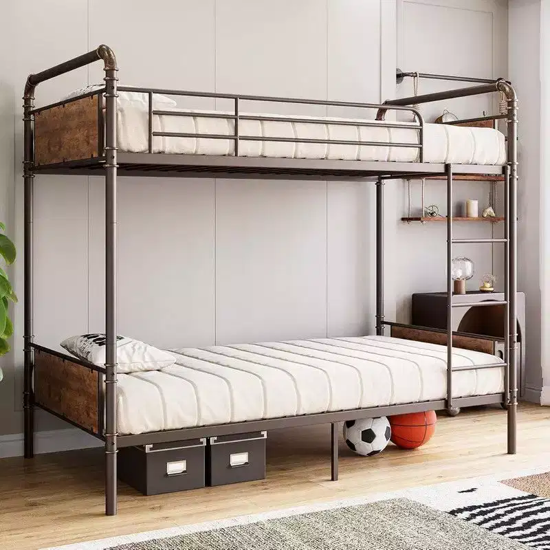 Coolmee Twin Over Twin Bunk Bed, Metal Bunk Beds with Safety Guardrails and Built-in Ladder, Convertible into 2 Bed Frame for Kids Teens